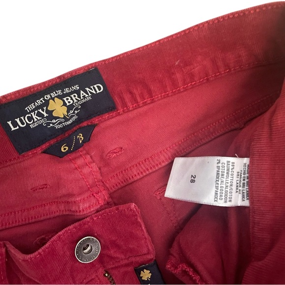 Sz:28 Lucky Brand Women's Red Corduroy Jeans - Picture 5 of 8